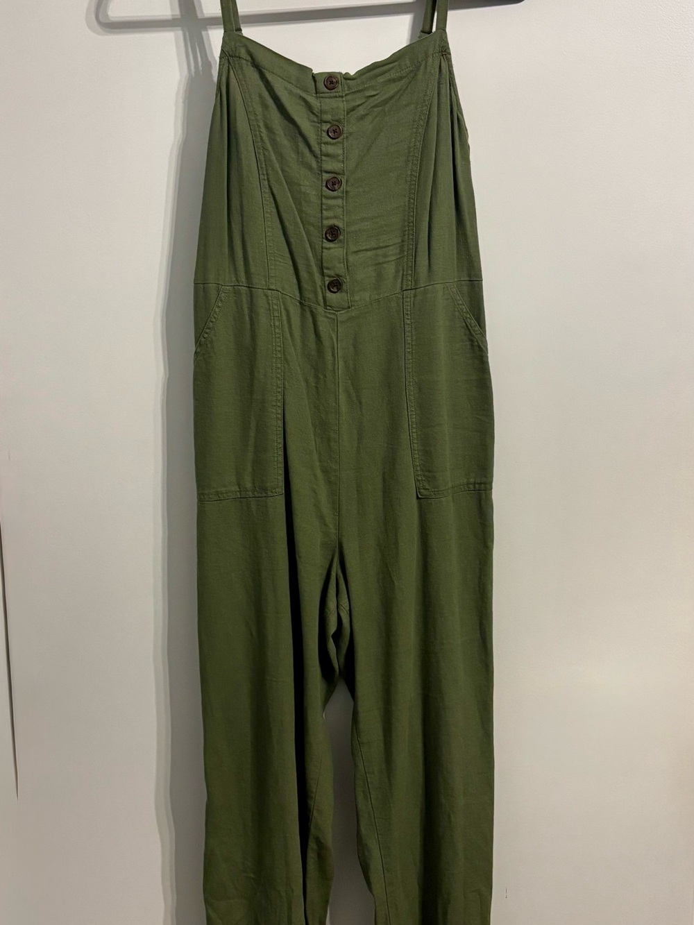 Old Navy Olive Green Button-Front Utility Jumpsuit